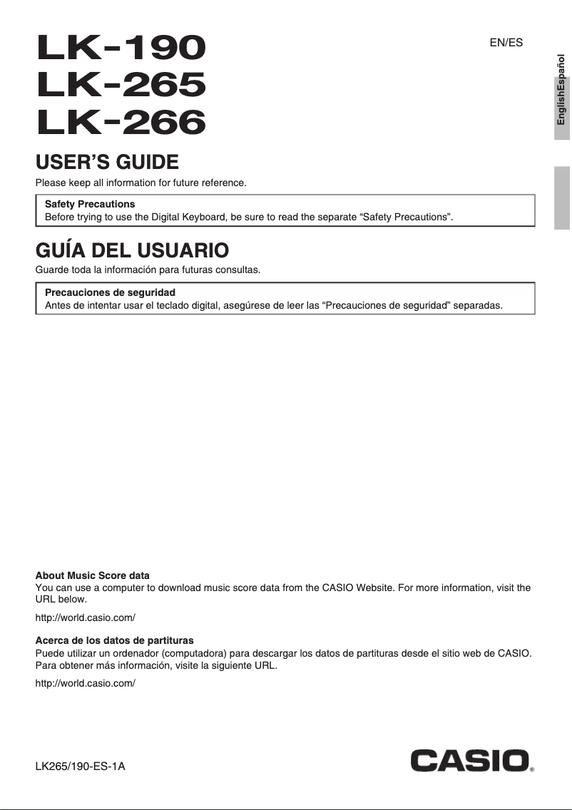 Page 1 de la notice Manuel utilisateur Casio LK-265