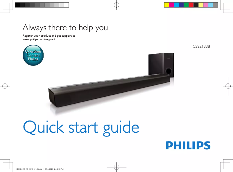 Page n°1 - Guide de démarrage rapide Philips CSS2133B