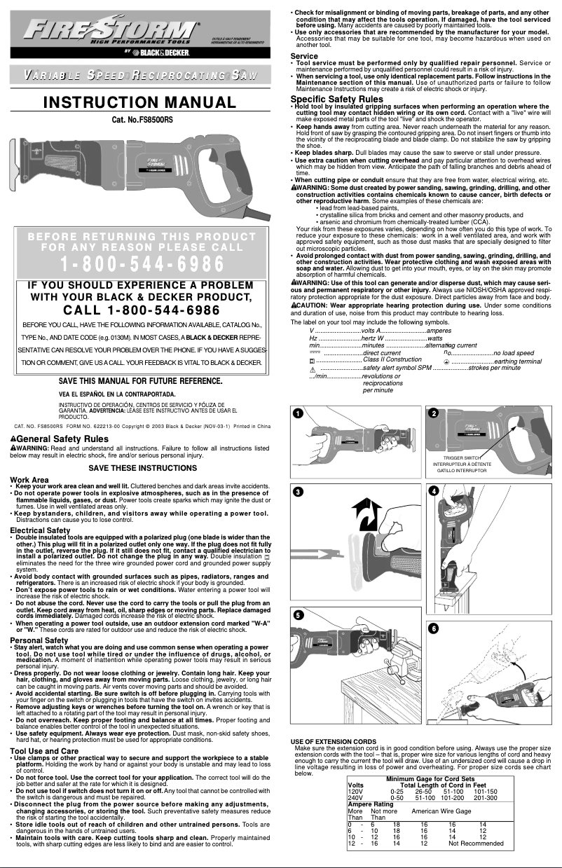 Page 1 de la notice Manuel utilisateur Black & Decker FS8500RS