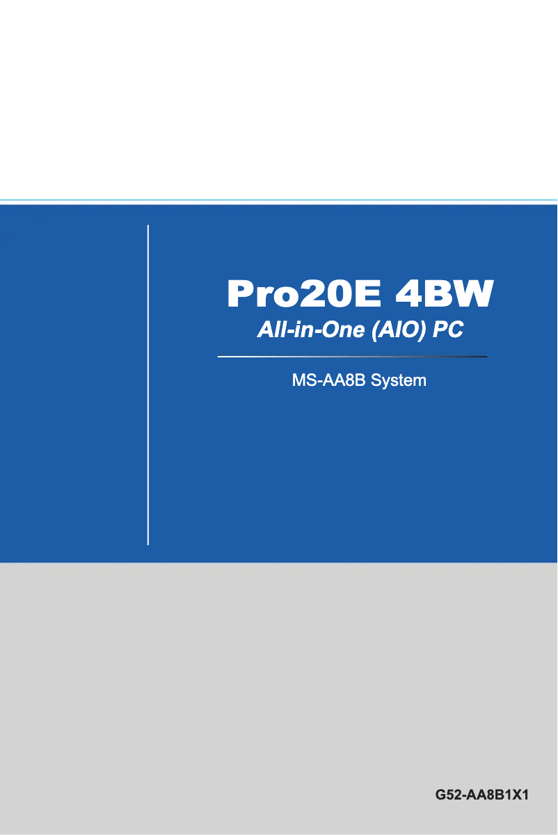 Page 1 de la notice Manuel utilisateur MSI Pro PRO 20E 4BW-045XEU