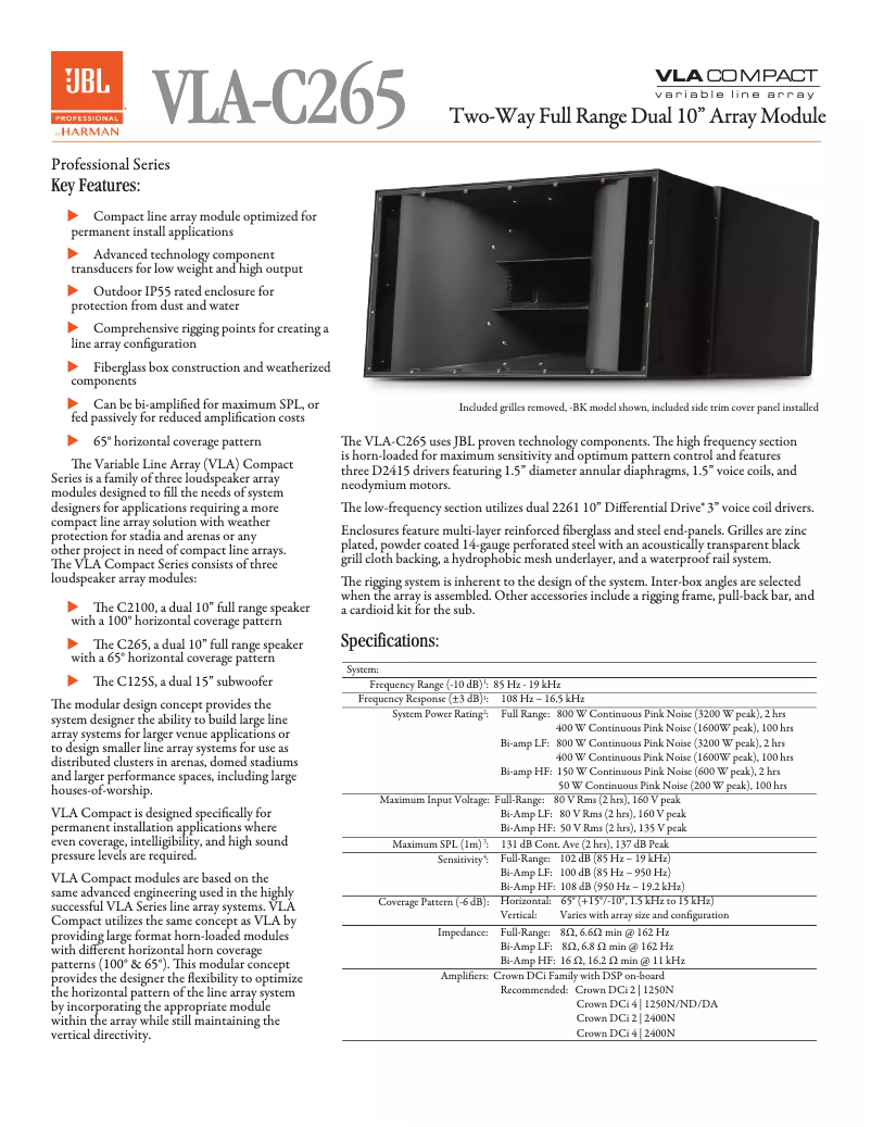 Image de la première page du manuel de l'appareil VLA-C265