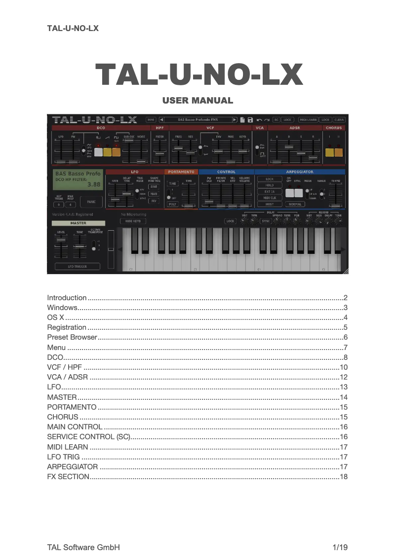 Image de la première page du manuel de l'appareil TAL-U-NO-LX