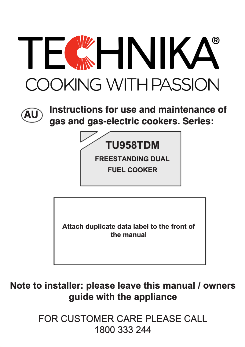 Page n°1 - Manuel utilisateur Technika TU958TDM