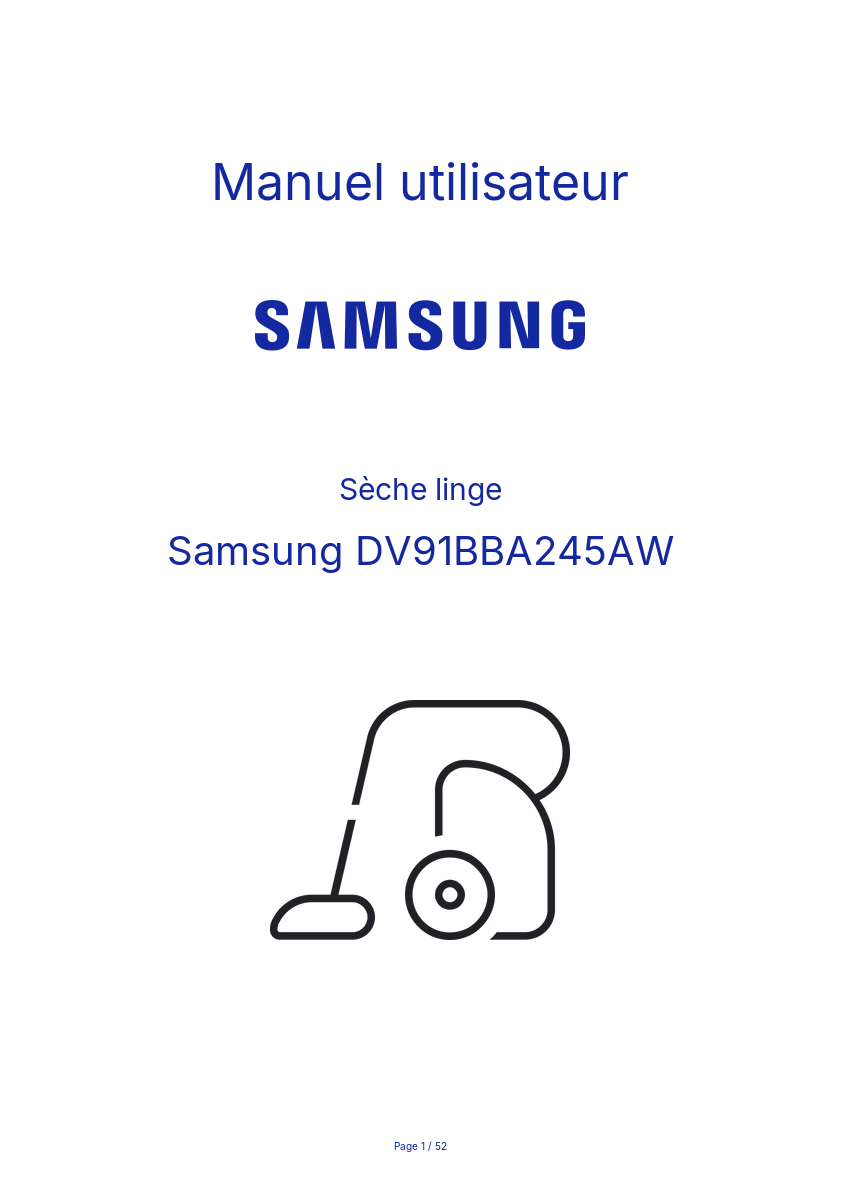 Page n°1 - Manuel utilisateur Samsung DV91BBA245AW