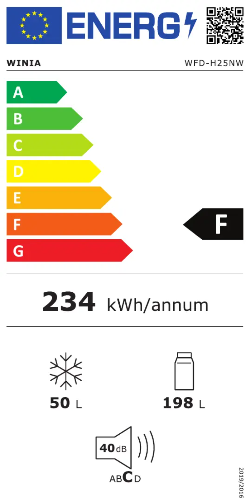Page n°1 - Label énergétique Winia WFD-H25NW