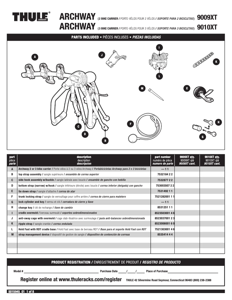 Page n°1 - Manuel utilisateur Thule Archway 9009XT