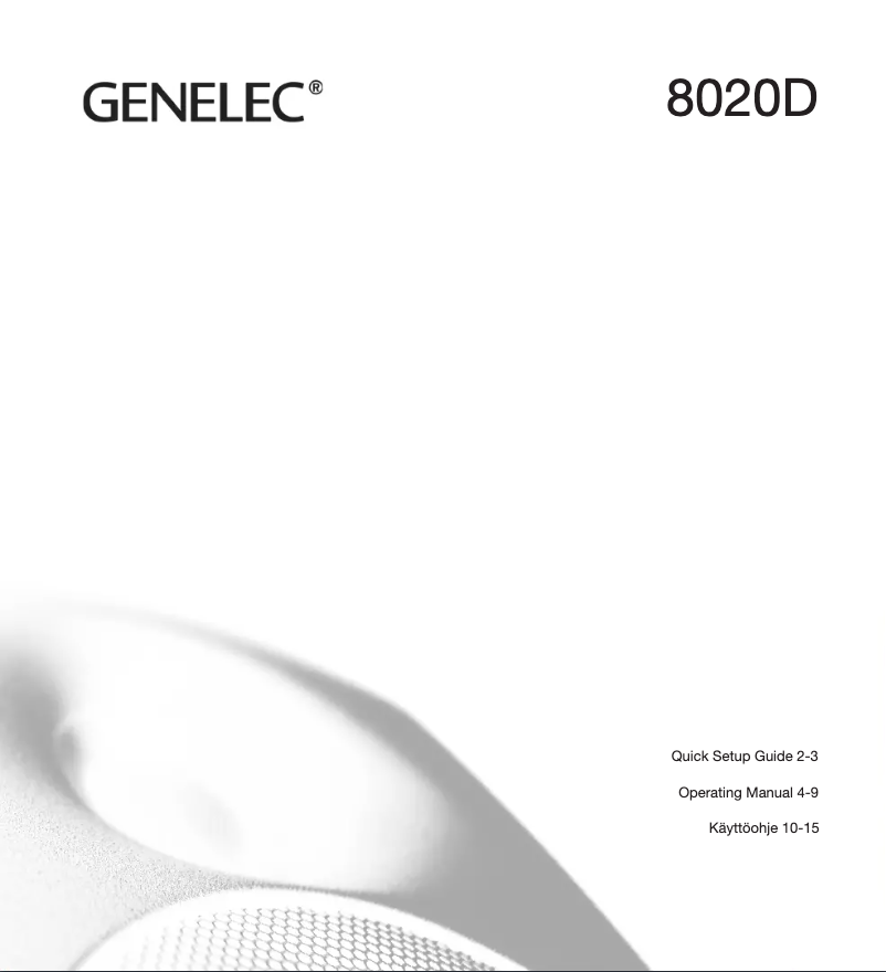 Page n°1 - Manuel utilisateur Genelec 8020 DWM