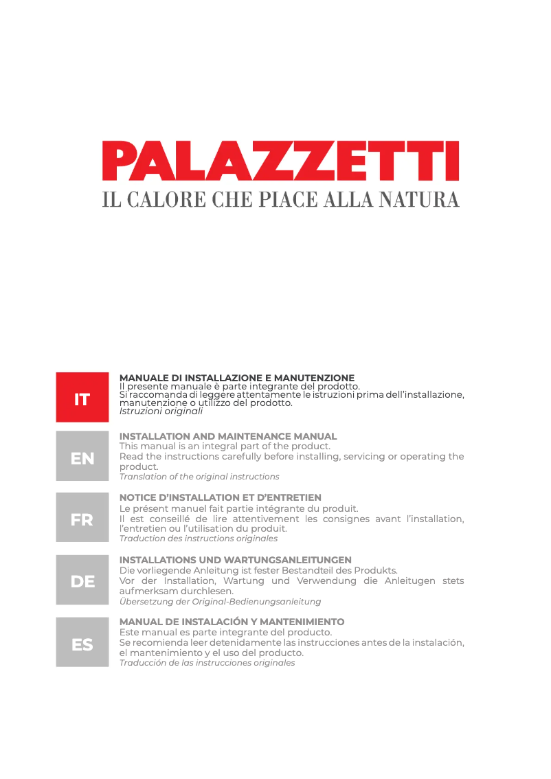 Page 1 de la notice Manuel utilisateur Palazzetti Ecofire Emily 9 US Pro2