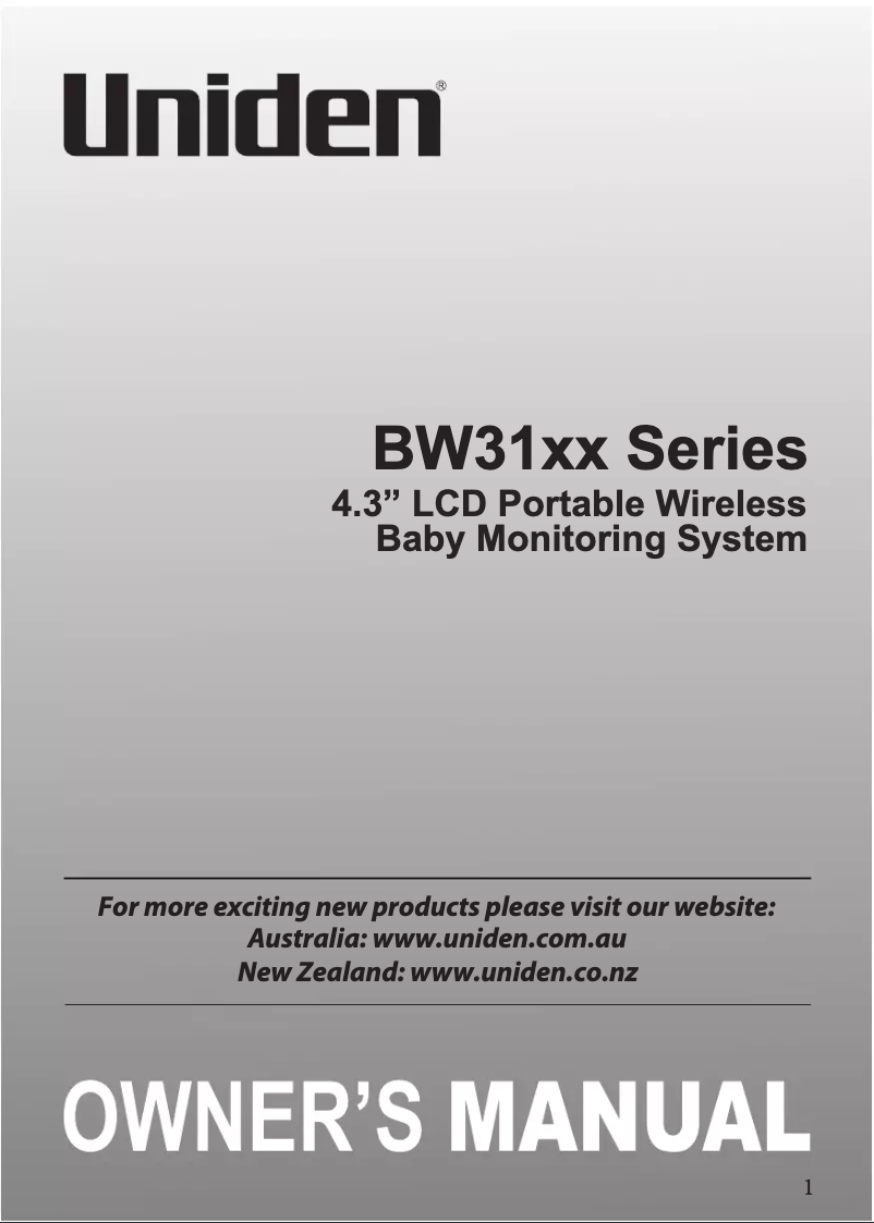 Page n°1 - Manuel utilisateur Uniden BW 3101R