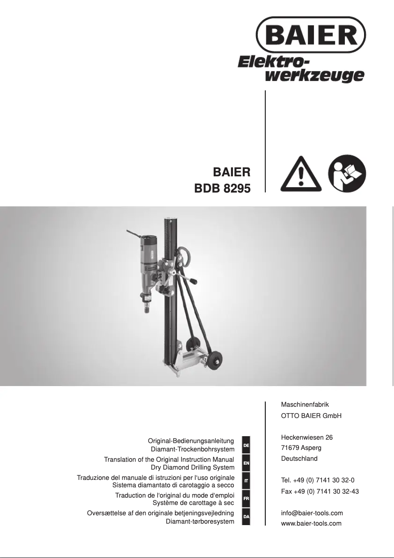 Page 1 de la notice Manuel utilisateur Baier BDB 8295