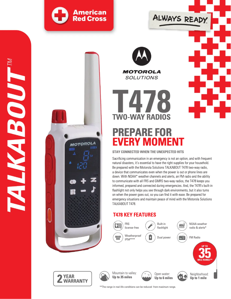 Page 1 de la notice Fiche technique Motorola Talkabout T478