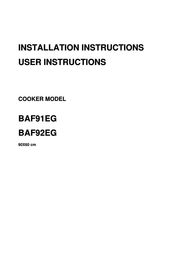 Page 1 de la notice Manuel utilisateur Baumatic BAF91.1EG