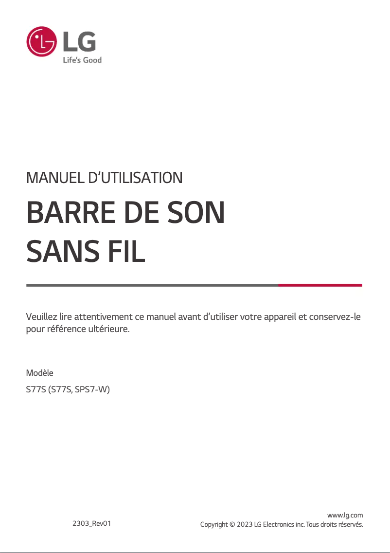 Page n°1 - Manuel utilisateur LG S77S