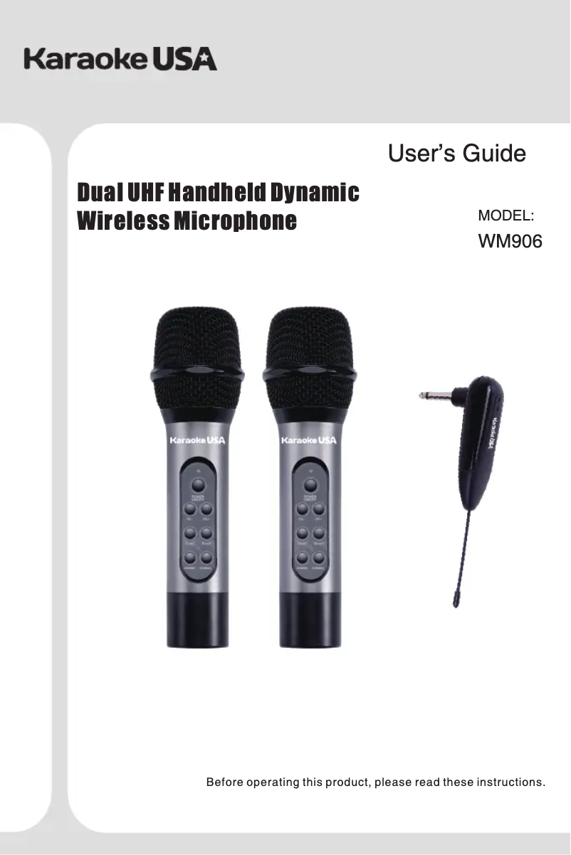 Page 1 de la notice Manuel utilisateur Karaoke USA WM906