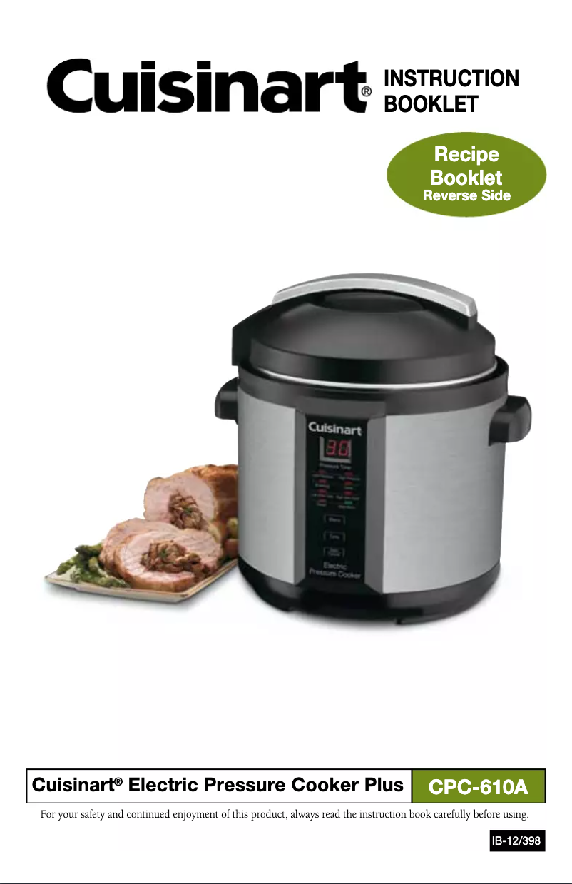 Page n°1 - Manuel utilisateur Cuisinart CPC-600