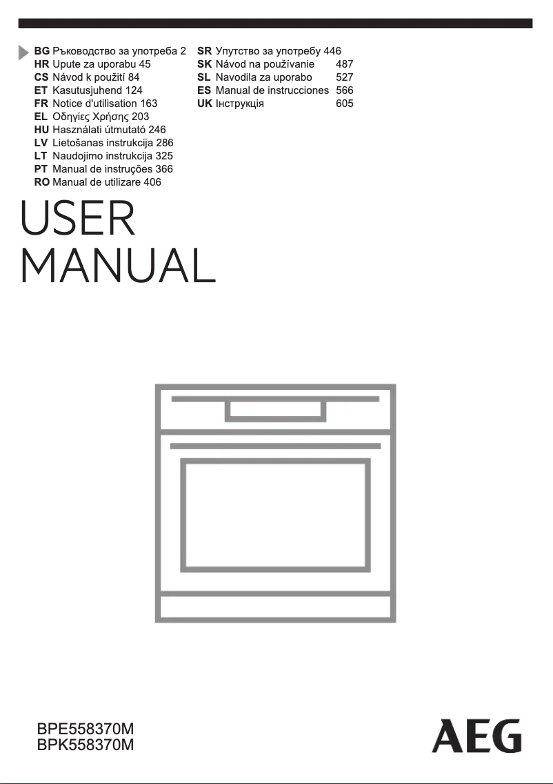 Page 1 de la notice Manuel utilisateur AEG BPE558370M