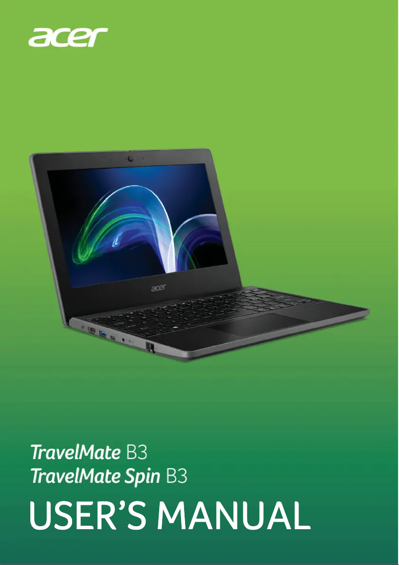 Image de la première page du manuel de l'appareil TravelMate Spin B3