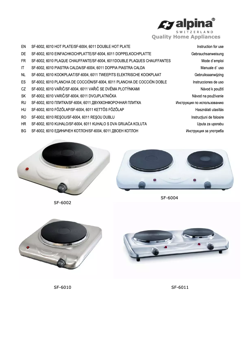 Page n°1 - Manuel utilisateur Alpina SF-6002