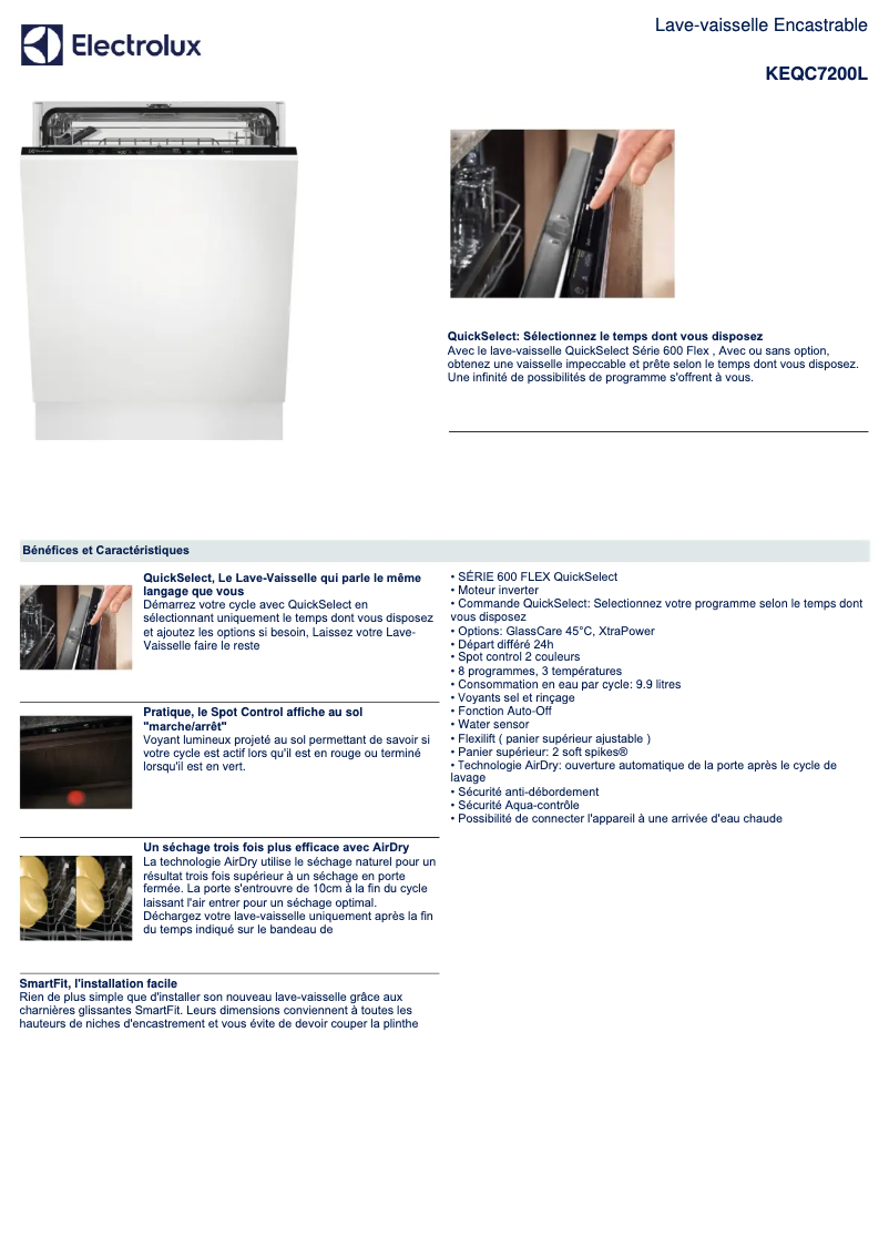 Page n°1 - Fiche technique Electrolux KEQC7200L
