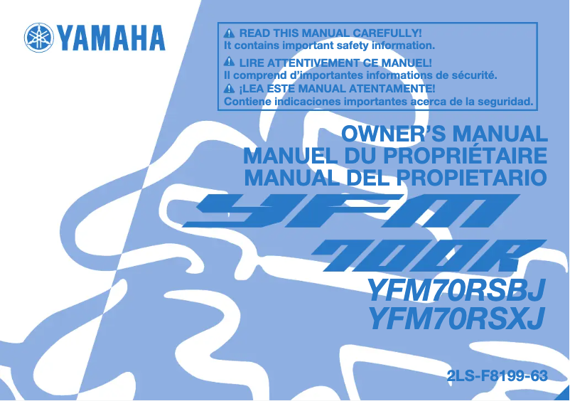 Page n°1 - Manuel utilisateur Yamaha YFM700R (2018)