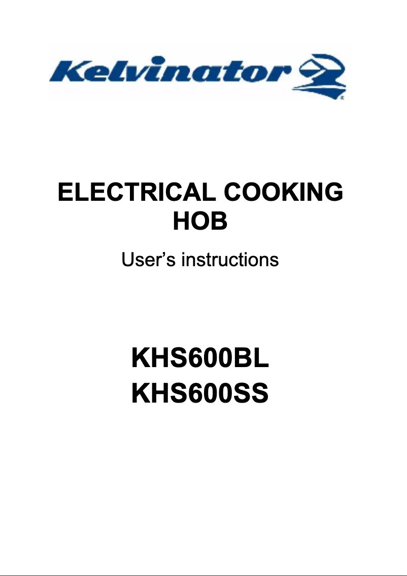 Page n°1 - Manuel utilisateur Kelvinator KHS600BL