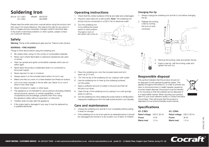 Page n°1 - Manuel utilisateur Cocraft HS 30L