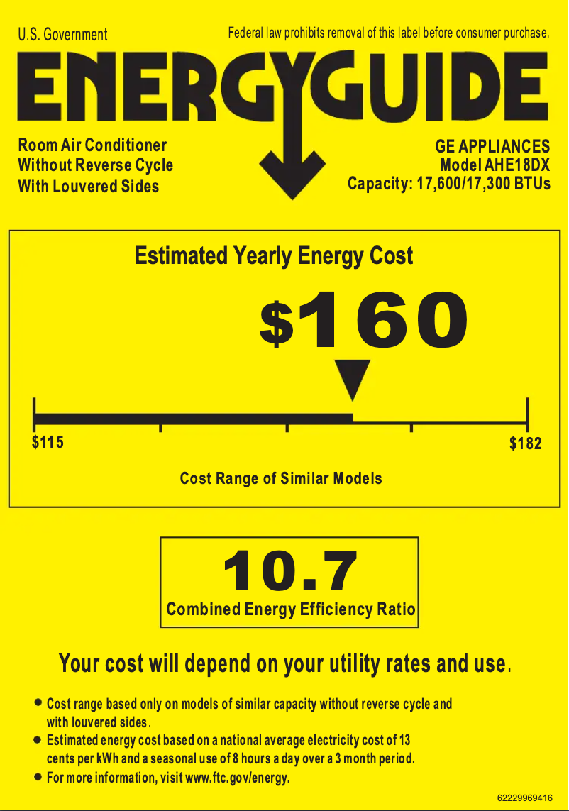Page n°1 - Label énergétique GE AHE18DX