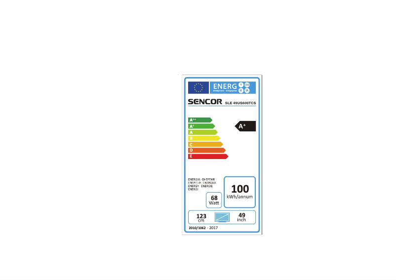 Página 1 del manual Etiqueta energética Sencor SLE 49US600TCS