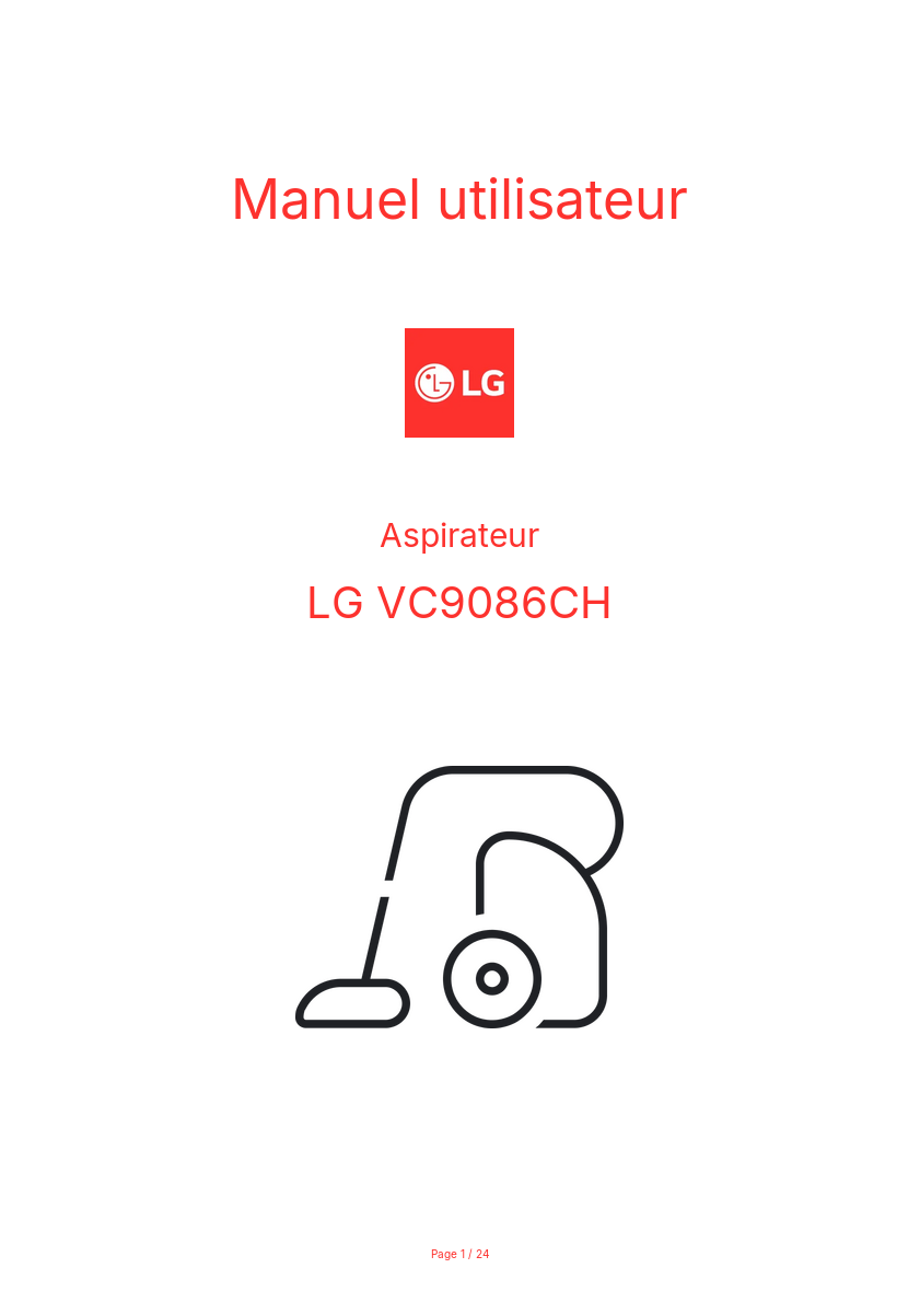 Page n°1 - Manuel utilisateur LG VC9086CH