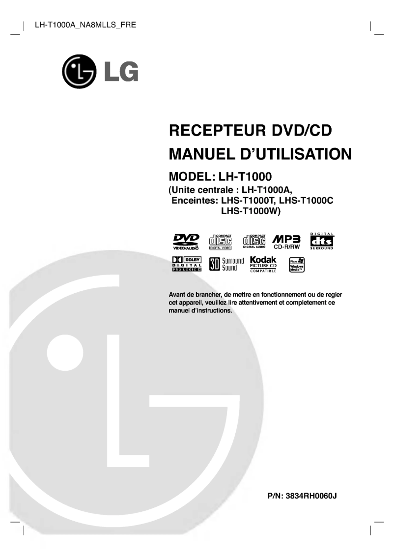 Page 1 de la notice Manuel utilisateur LG LH-T1000A