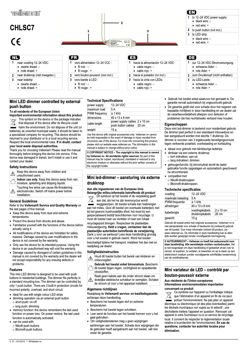 Image de la première page du manuel de l'appareil CHLSC7
