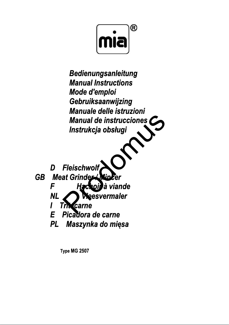 Image de la première page du manuel de l'appareil MG 2507