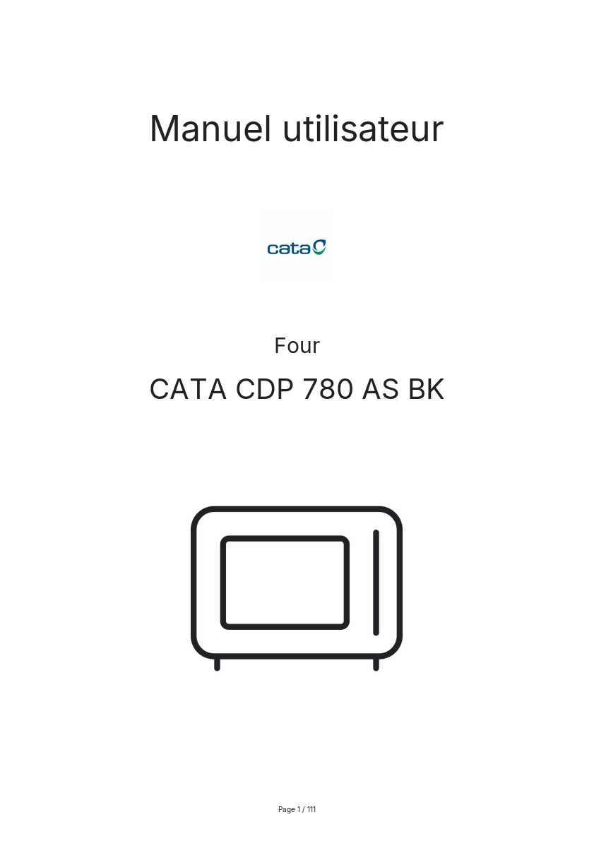 Page n°1 - Manuel utilisateur CATA CDP 780 AS BK