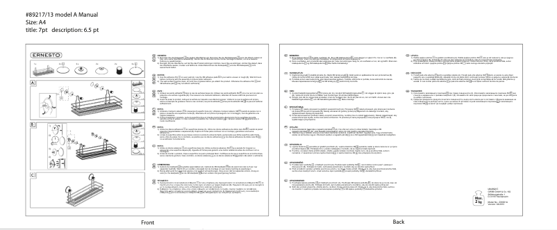 Page n°1 - Manuel utilisateur Ernesto Z30001A