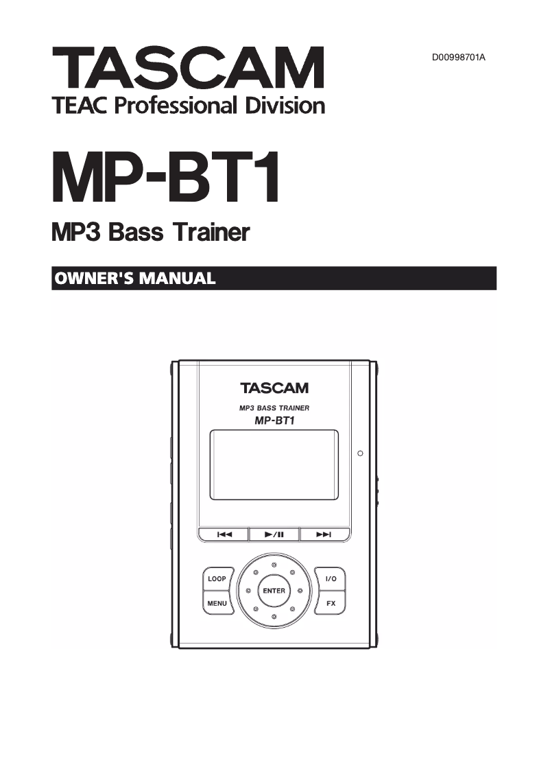 Page n°1 - Manuel utilisateur Teac MP-BT1