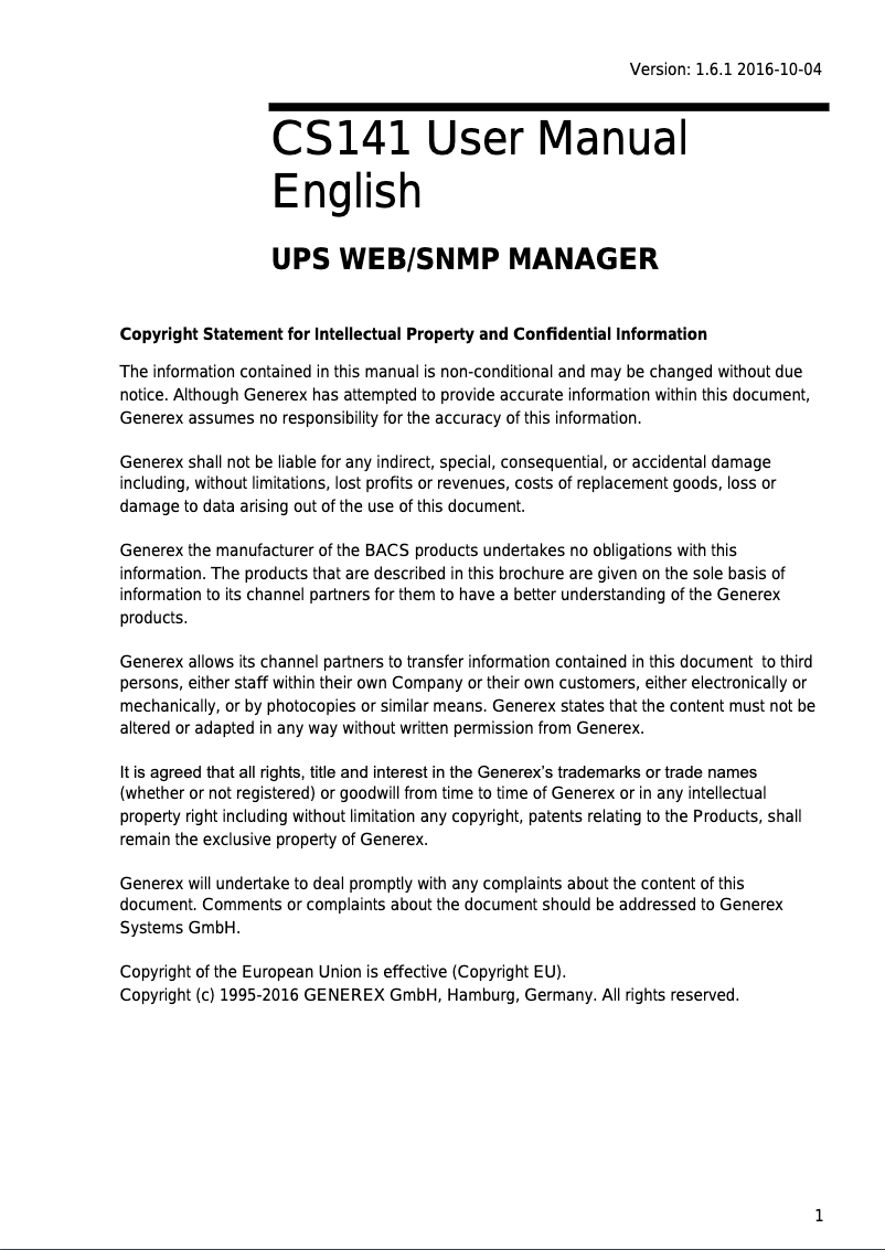 Página 1 del manual Manual de usuario AEG SNMP