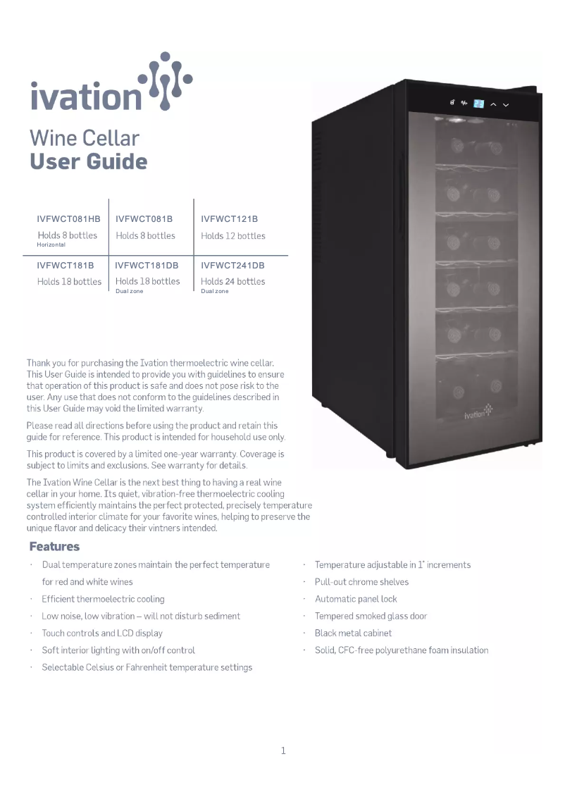 Page n°1 - Manuel utilisateur Ivation IVFWCT081HB