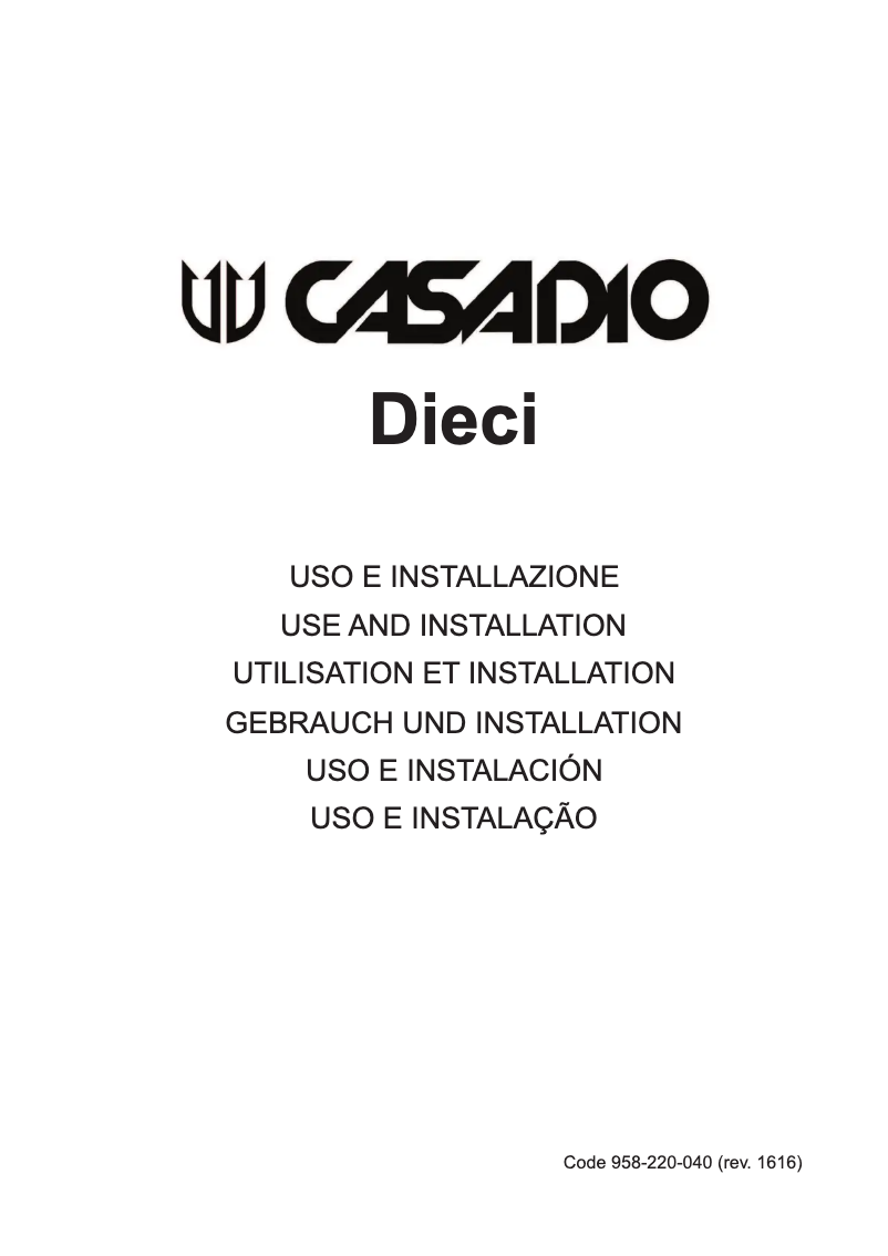 Page n°1 - Manuel utilisateur Casadio Dieci A1
