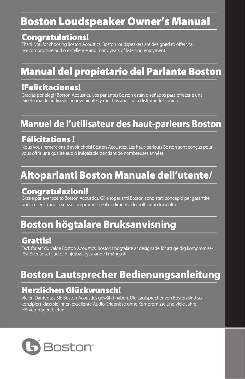Page 1 de la notice Manuel utilisateur Boston Acoustics Classic CS Sub10 II