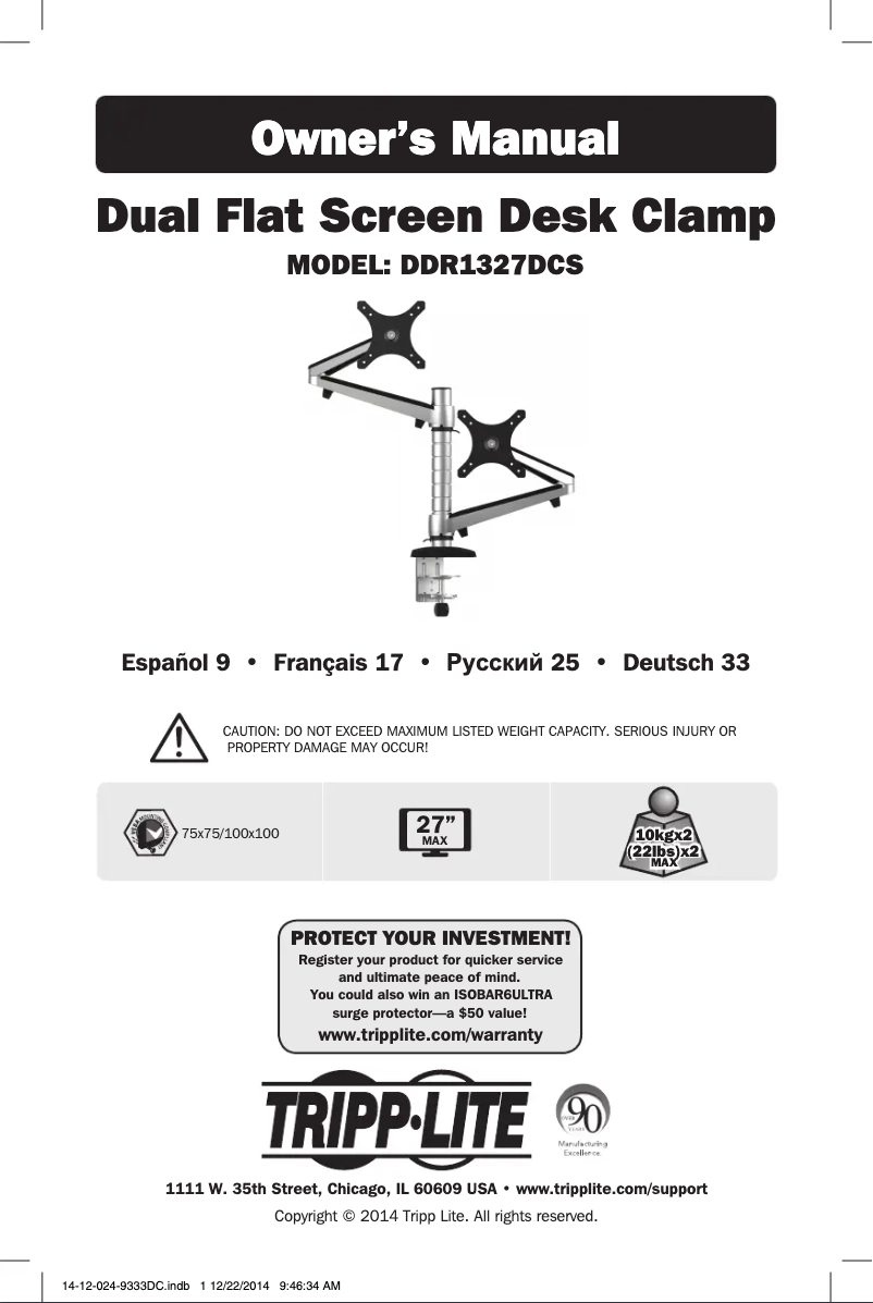 Page 1 de la notice Manuel utilisateur Tripp Lite DDR1327DCS