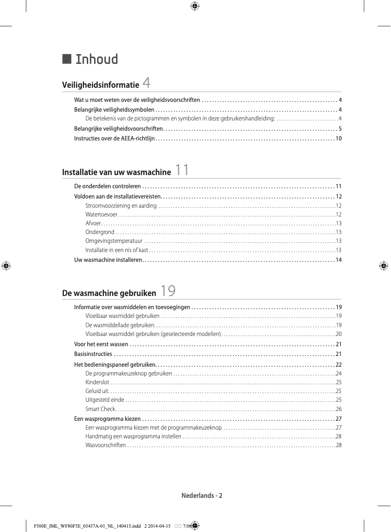 Page n°1 - Manuel utilisateur Samsung WF70F5EDQ4W