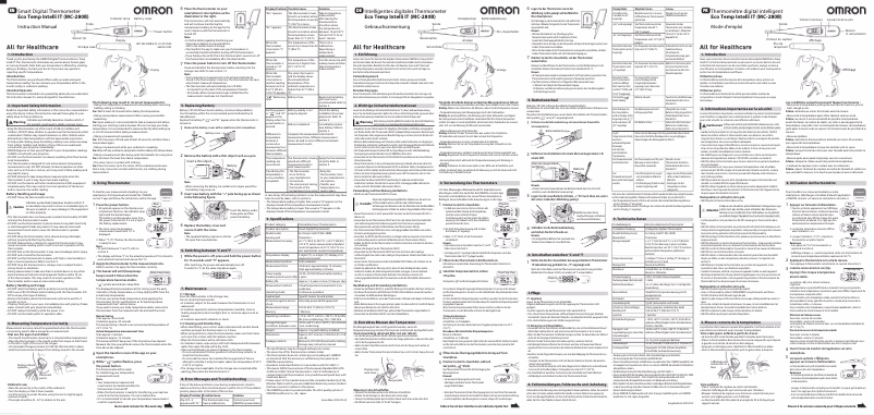 Page 1 de la notice Manuel utilisateur Omron Eco Temp Intelli IT