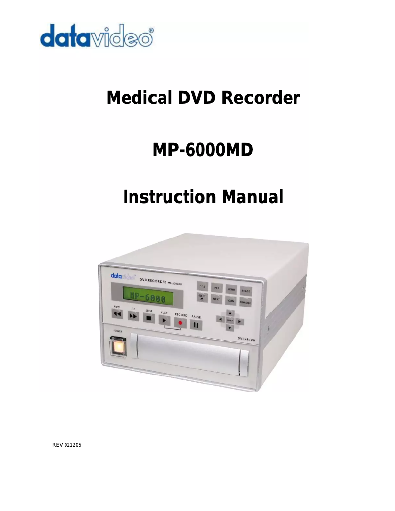 Page 1 de la notice Manuel utilisateur DataVideo MP-6000MD