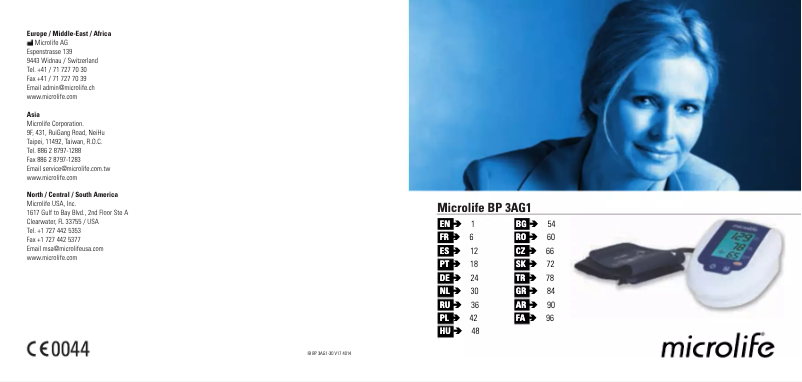 Page 1 de la notice Manuel utilisateur Microlife 3AG1