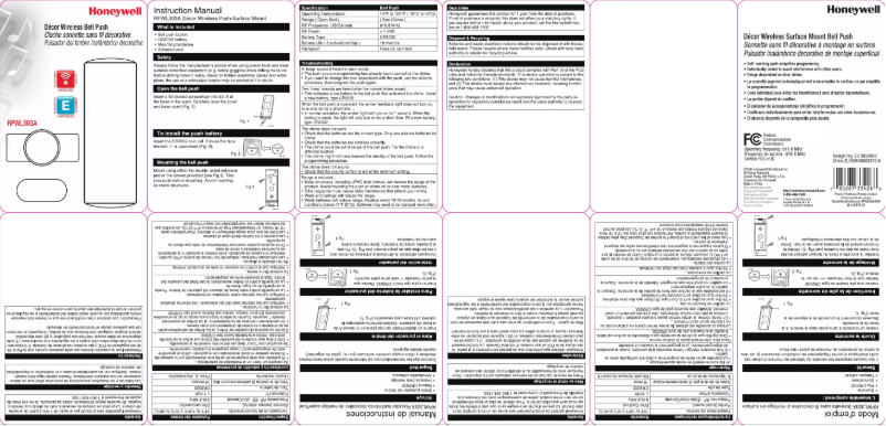 Page 1 de la notice Manuel utilisateur Honeywell RPWL303A