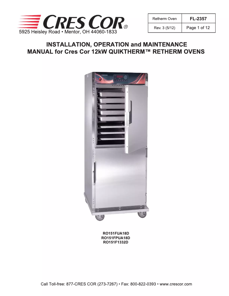 Page 1 de la notice Manuel utilisateur Cres Cor CO151HUA6DESTK