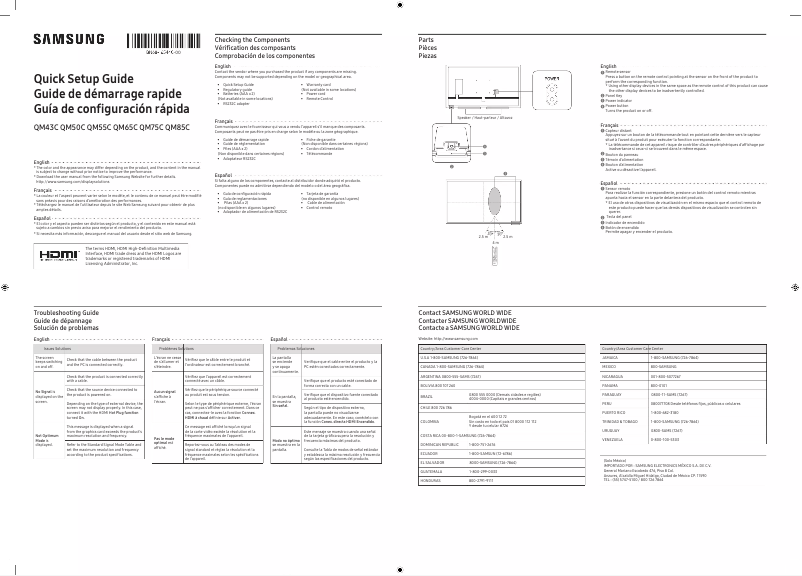 Page n°1 - Manuel utilisateur Samsung QM85C