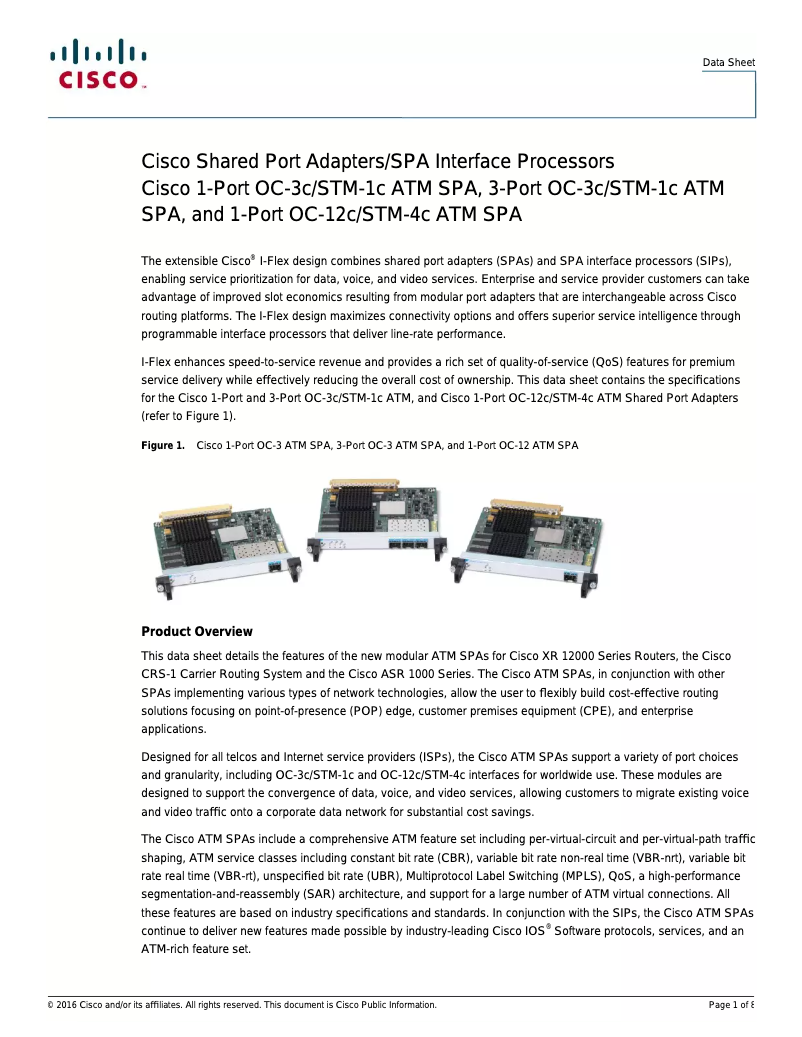 Image de la première page du manuel de l'appareil SPA-1XOC3-ATM-V2