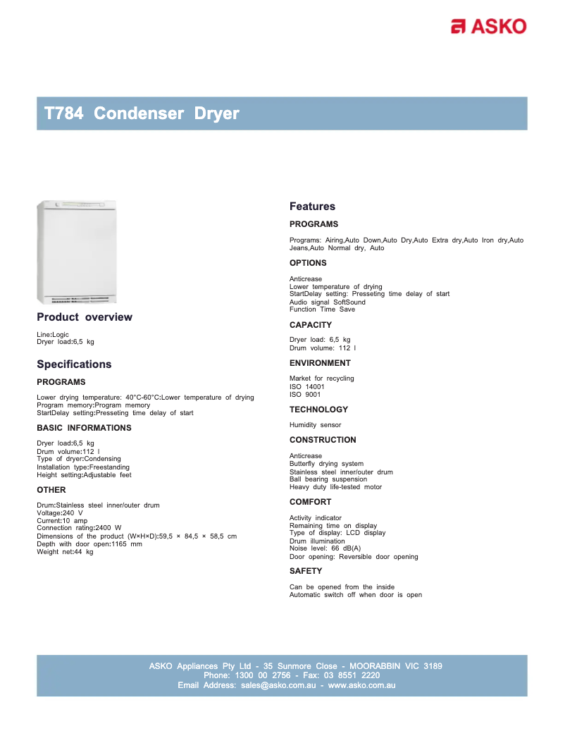 Image de la première page du manuel de l'appareil T784C