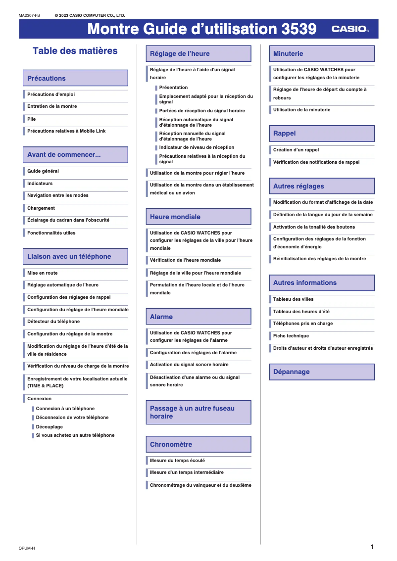 Page 1 de la notice Manuel utilisateur Casio G-Shock GMW-B5000
